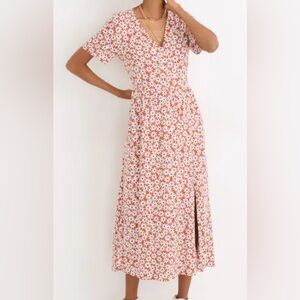 Madewell Clara Midi Dress Falling Daisies Floral With Pockets Boho